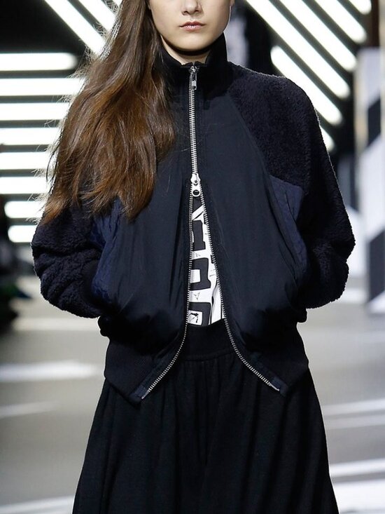 Y-3 Jackets & Blazers - Y-3 AW14 Runway Navy & Black Mixed-Media Bomber Jacket